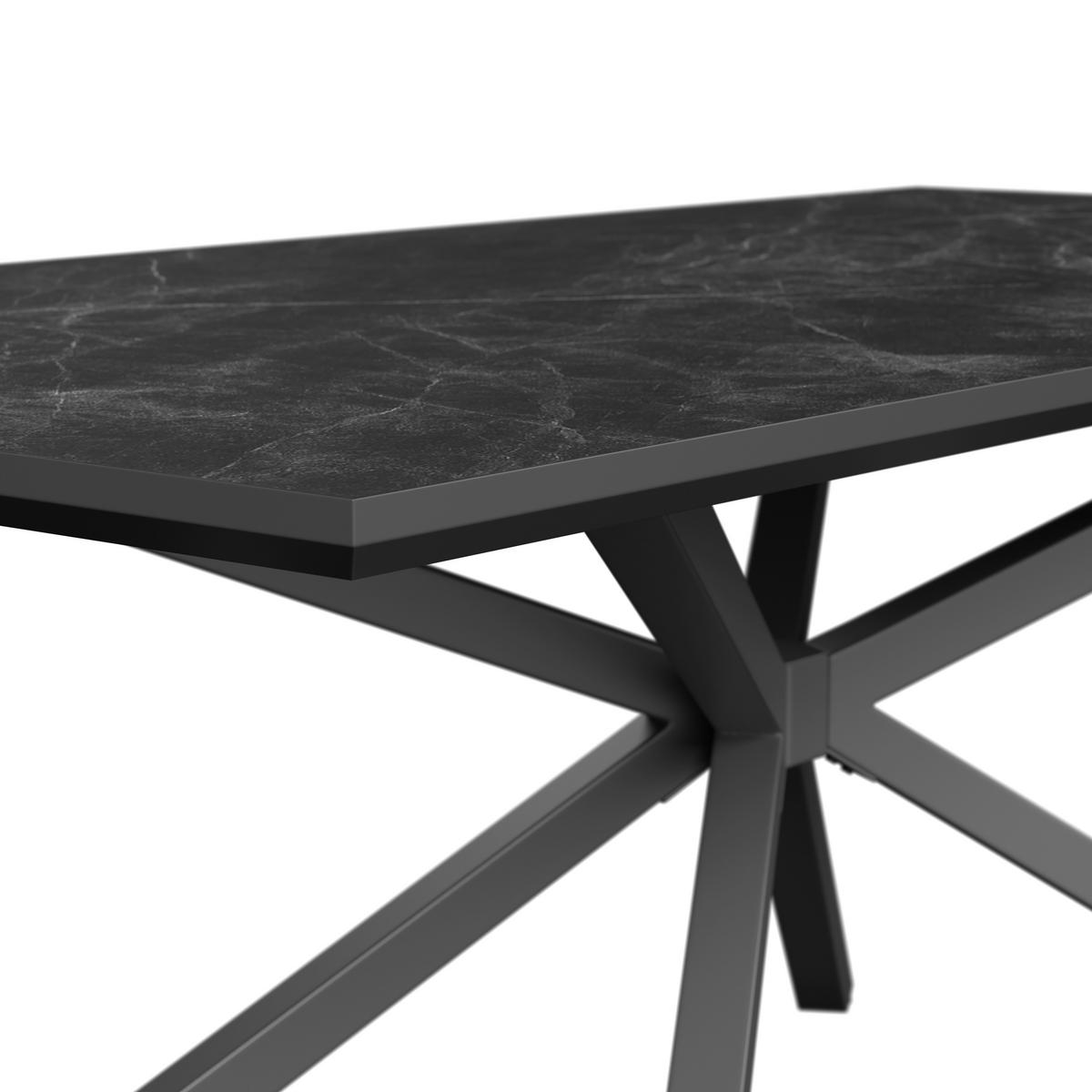 Esstisch James 180 Melamin dunkelgrau, B:180cm - Dunkelgrau/Schwarz, Trend, Holzwerkstoff/Metall (180/76/90cm)