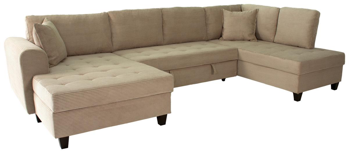 Wohnlandschaft Moritz Graubraun U-Form:155x324x178cm - Graubraun, Trend, Textil (155/324/178cm)