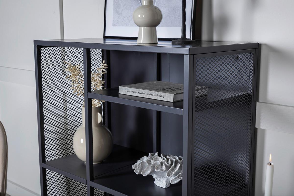 Bücherwand Misha - Dunkelgrau/Grau, Design, Metall (80/110/40cm) - Livetastic