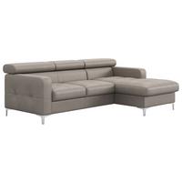 Ecksofa mit Schlaffunktion Sammy Grau Leder - Chromfarben/Grau, Design, Leder (227/168cm) - Livetastic