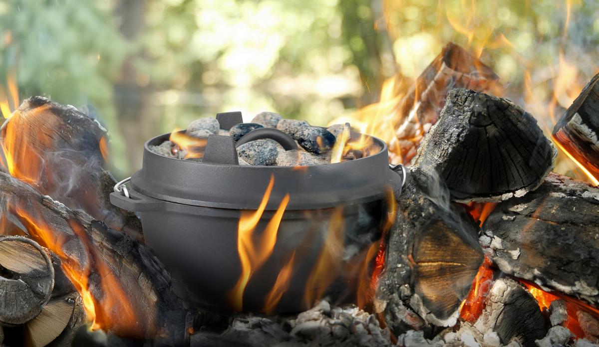 Dutch-Oven-Set 4 -Teilig. Gusseisen, schwarz - Schwarz, Basics, Metall (4,2kg) - GSW