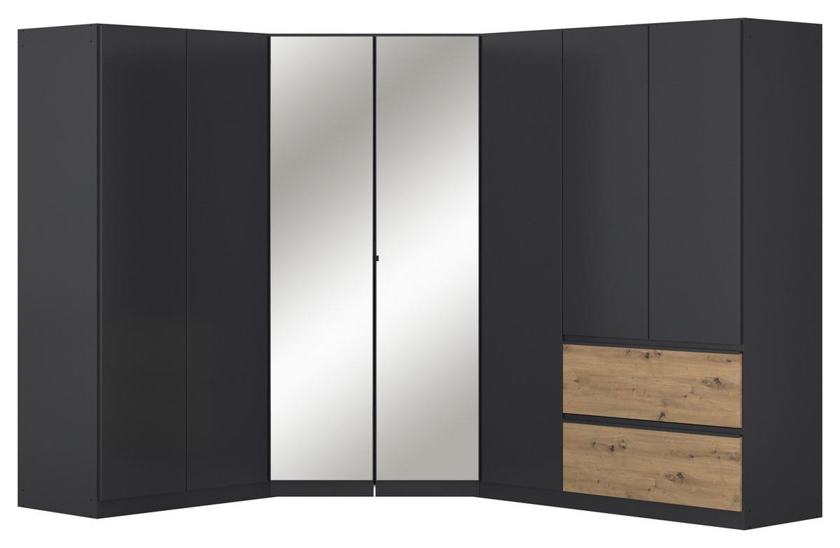 Eckkleiderschrank Costa Grau Eiche Artisan Dekor - Eiche Artisan/Grau, MODERN, Holzwerkstoff (208/197/253cm) - Rauch Möbel