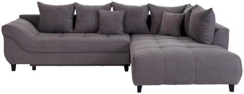 Ecksofa mit Schlaffunktion + Bettkasten Mendoza, Webstoff - Schwarz/Grau, Design, Textil (309/197cm) - Ondega