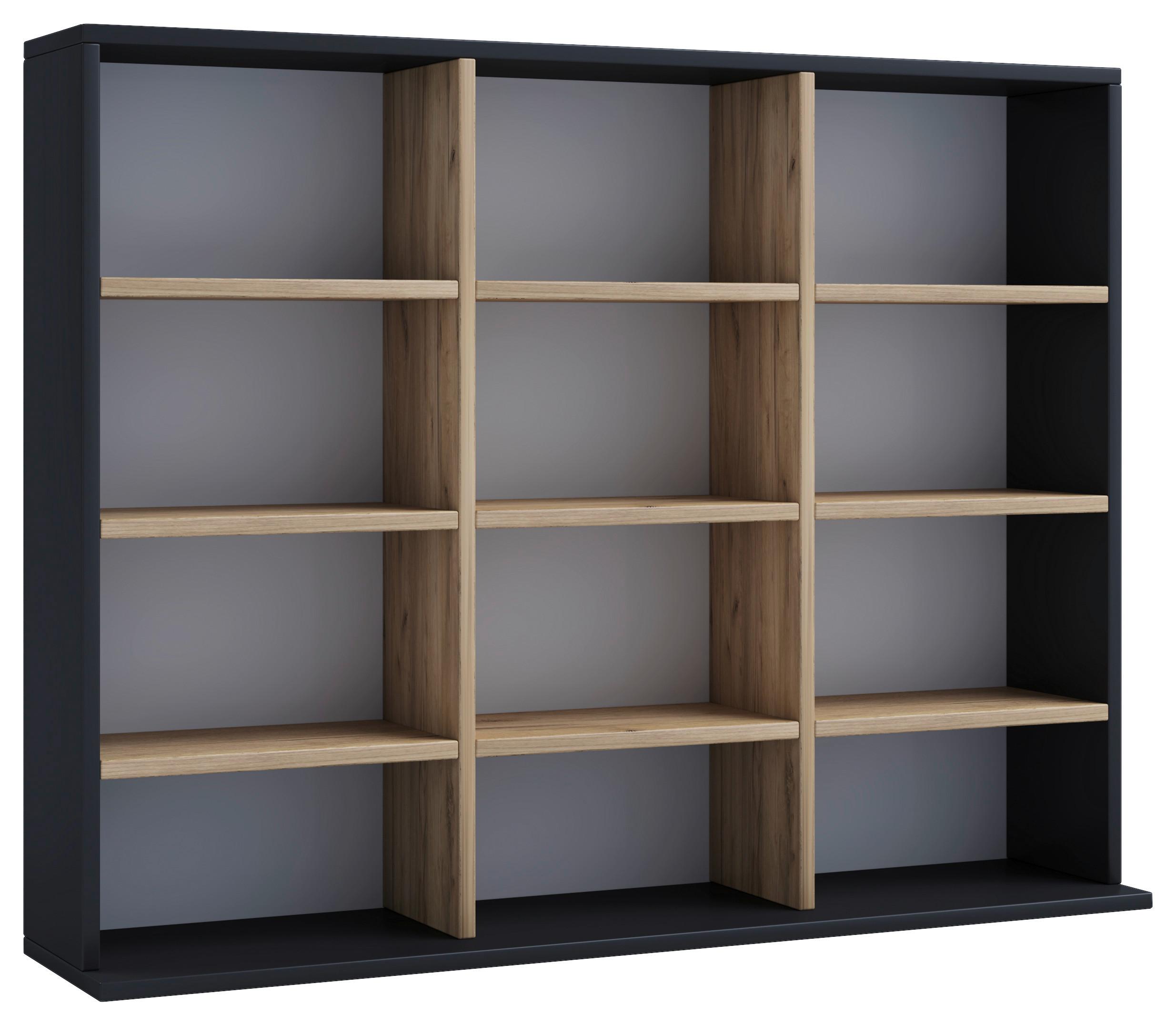 Regal Megosa Schwarz Honigeiche Dekor - Honigeiche/Schwarz, Design, Holzwerkstoff (102/82/23cm) - MID.YOU