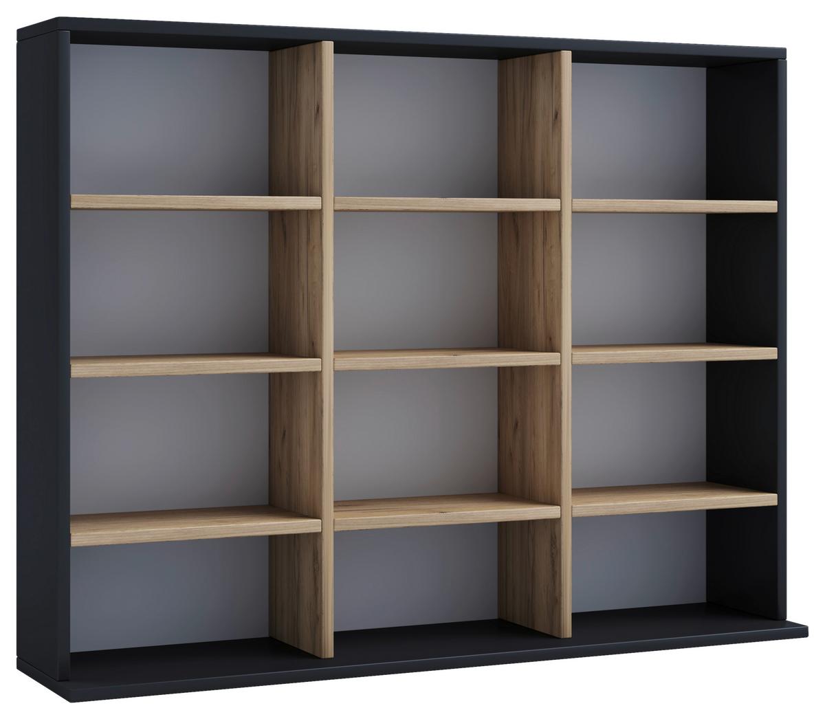 Regal Megosa Schwarz Honigeiche Dekor - Honigeiche/Schwarz, Design, Holzwerkstoff (102/82/23cm) - MID.YOU