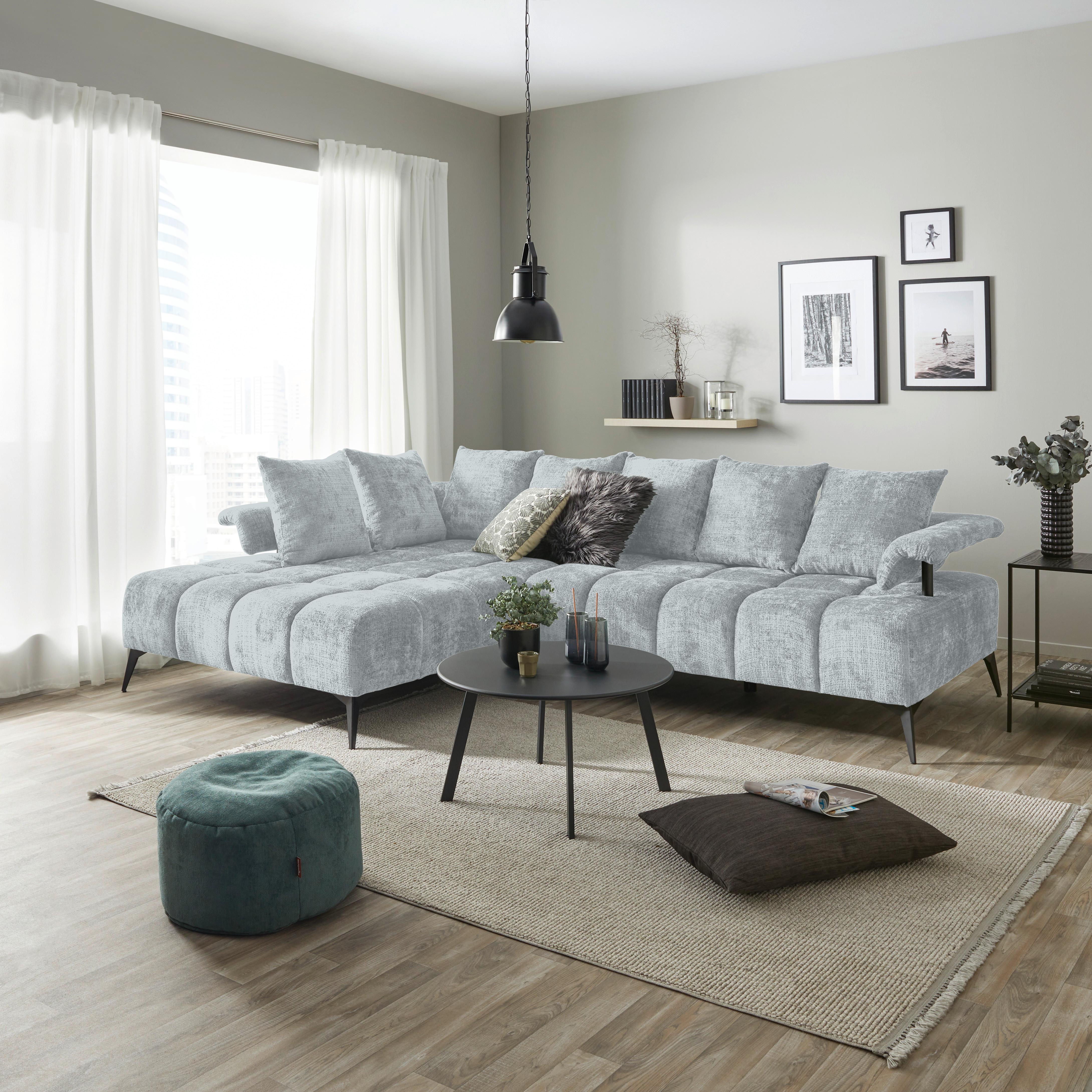 Ecksofa Vanessa New - Hellgrau/Schwarz, MODERN, Textil (200/297cm)