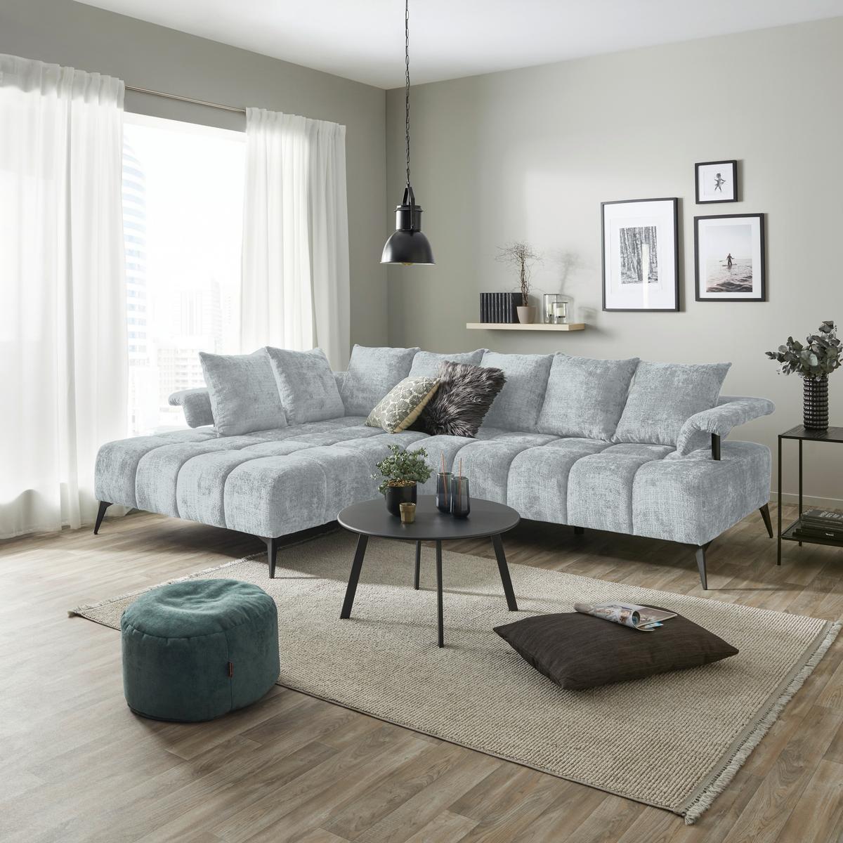 Sedacia súprava VANESSA NEW potrebná š. dverí 90 cm, ľavá - čierna/svetlosivá, Modern, kov/textil (200/297cm)