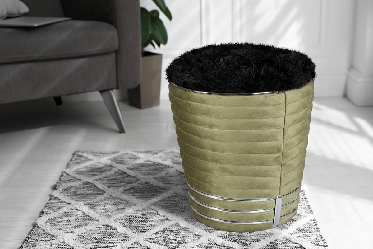 Hocker Doric 325 Grün/Schwarz D: 42 cm - Graphitfarben/Grün, Design, Textil (42/50cm) - Kayoom