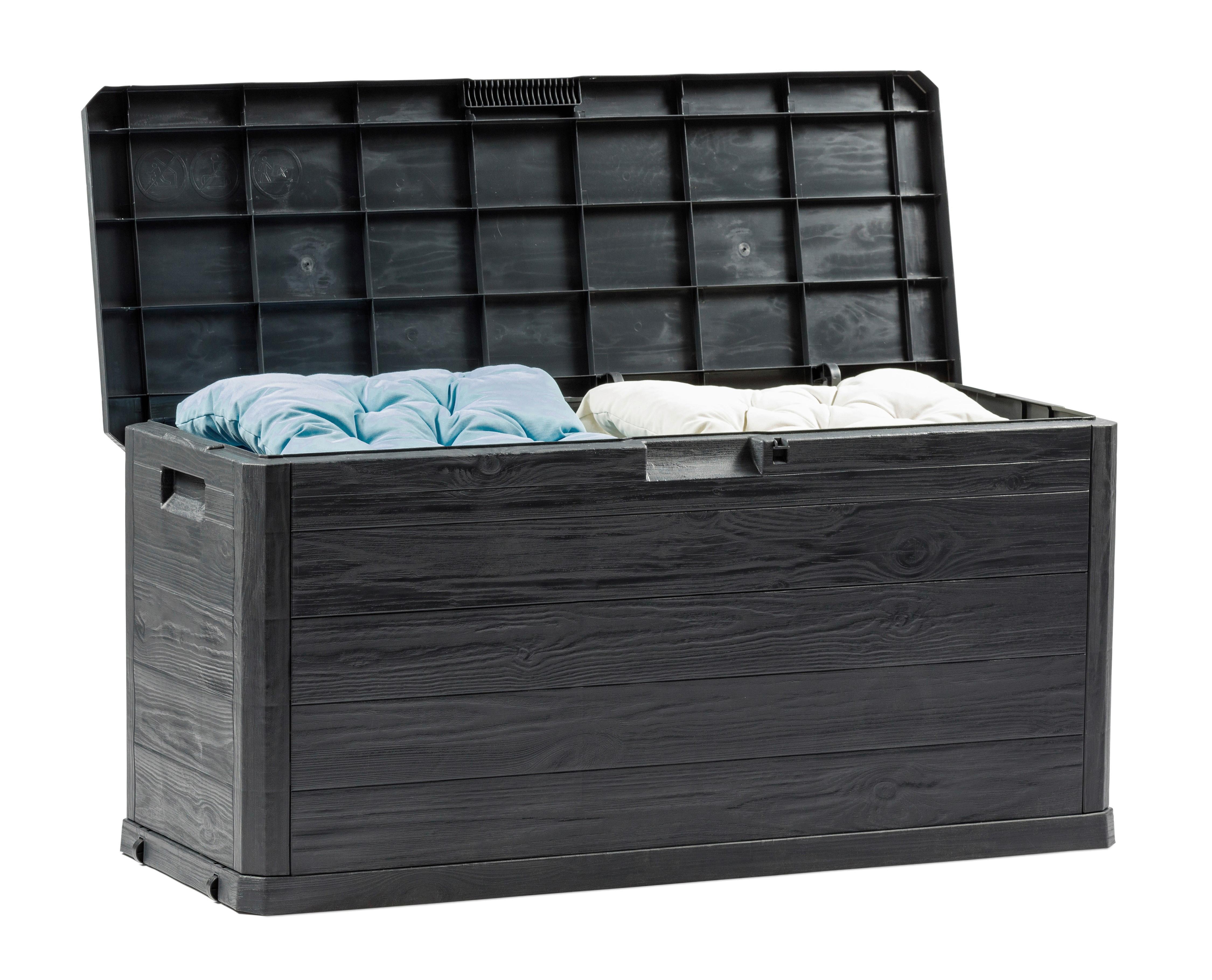 Kissenbox Wasserdicht Woody 117x56x45 cm 280l Dunkelgrau - Dunkelgrau, MODERN, Kunststoff (117/56/45cm) - Luca Bessoni