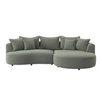Rohová sedačka LEVI, pravá, zelená, se 7 polštáři - černá/zelená, Moderní, textil/plast (287/168cm)
