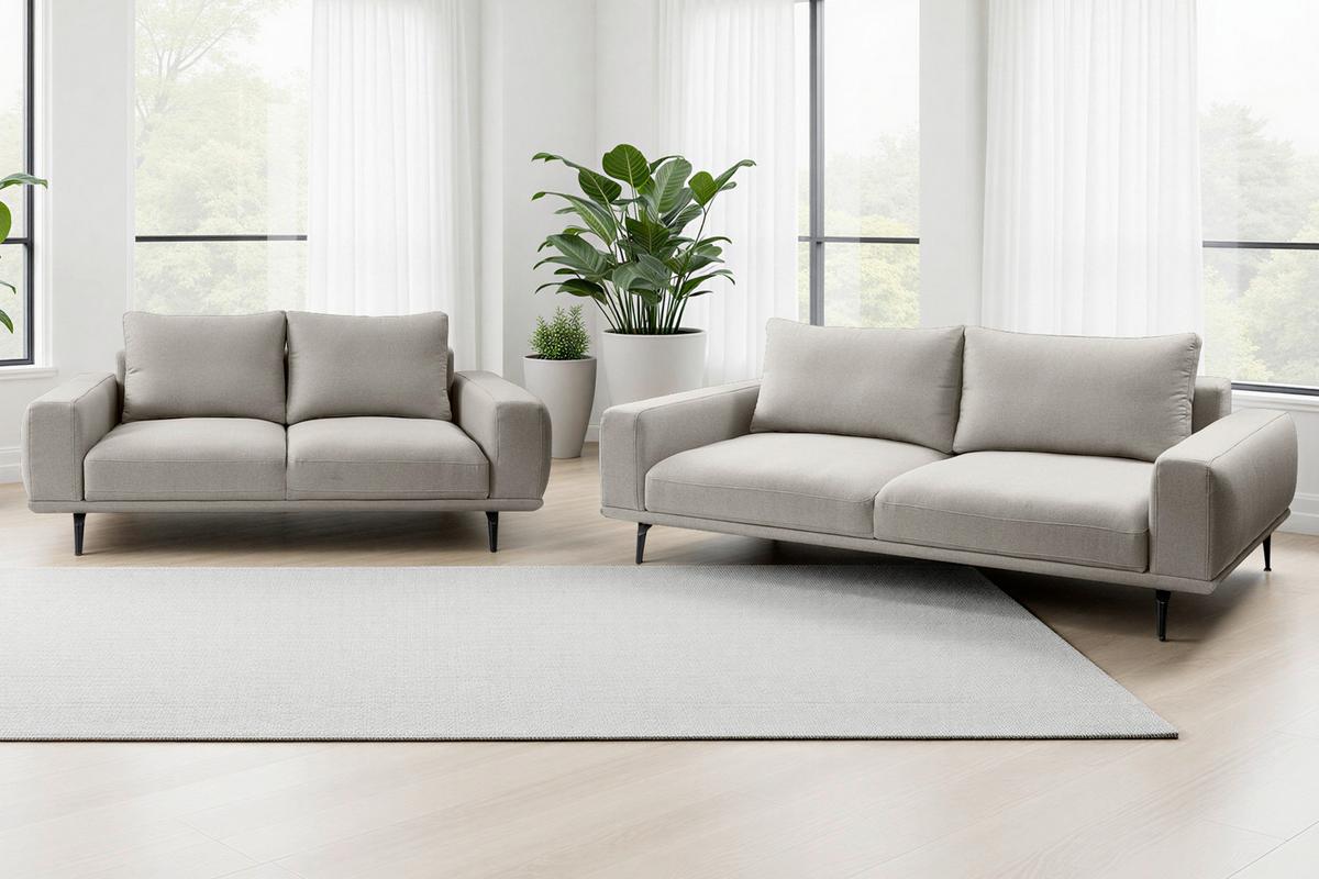 3-sitzer-sofa Selene Hellbraun: B: 242 Cm - Hellbraun/Schwarz, MODERN, Textil (242/89/115cm) - MID.YOU