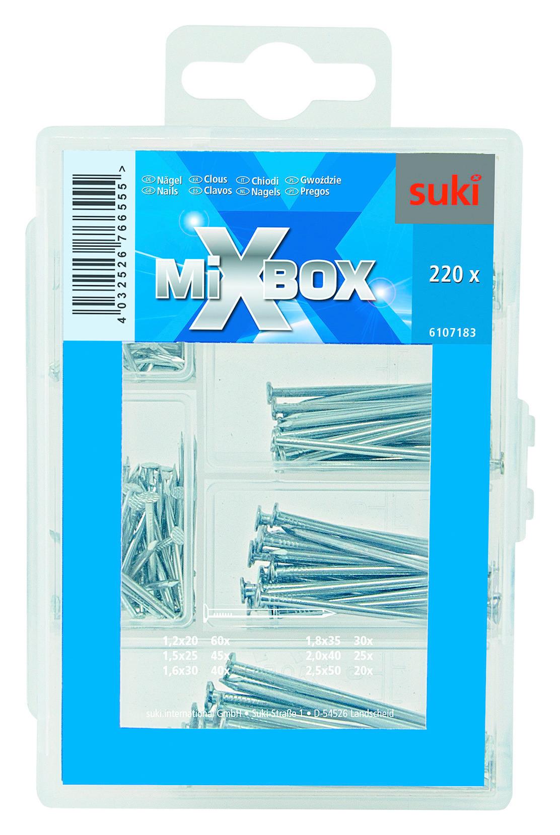 Sortiment Nägel 220 Stück Mixbox Nägel 220 Stück - Silberfarben, Metall - Suki