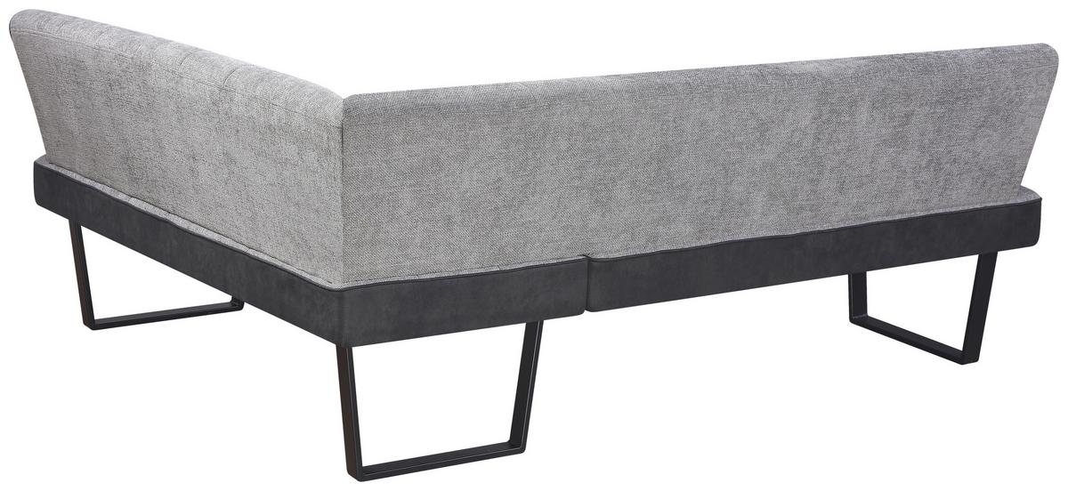 Eckbank Pag - Hellgrau/Schwarz, KONVENTIONELL, Textil/Metall (200/160cm) - MID.YOU