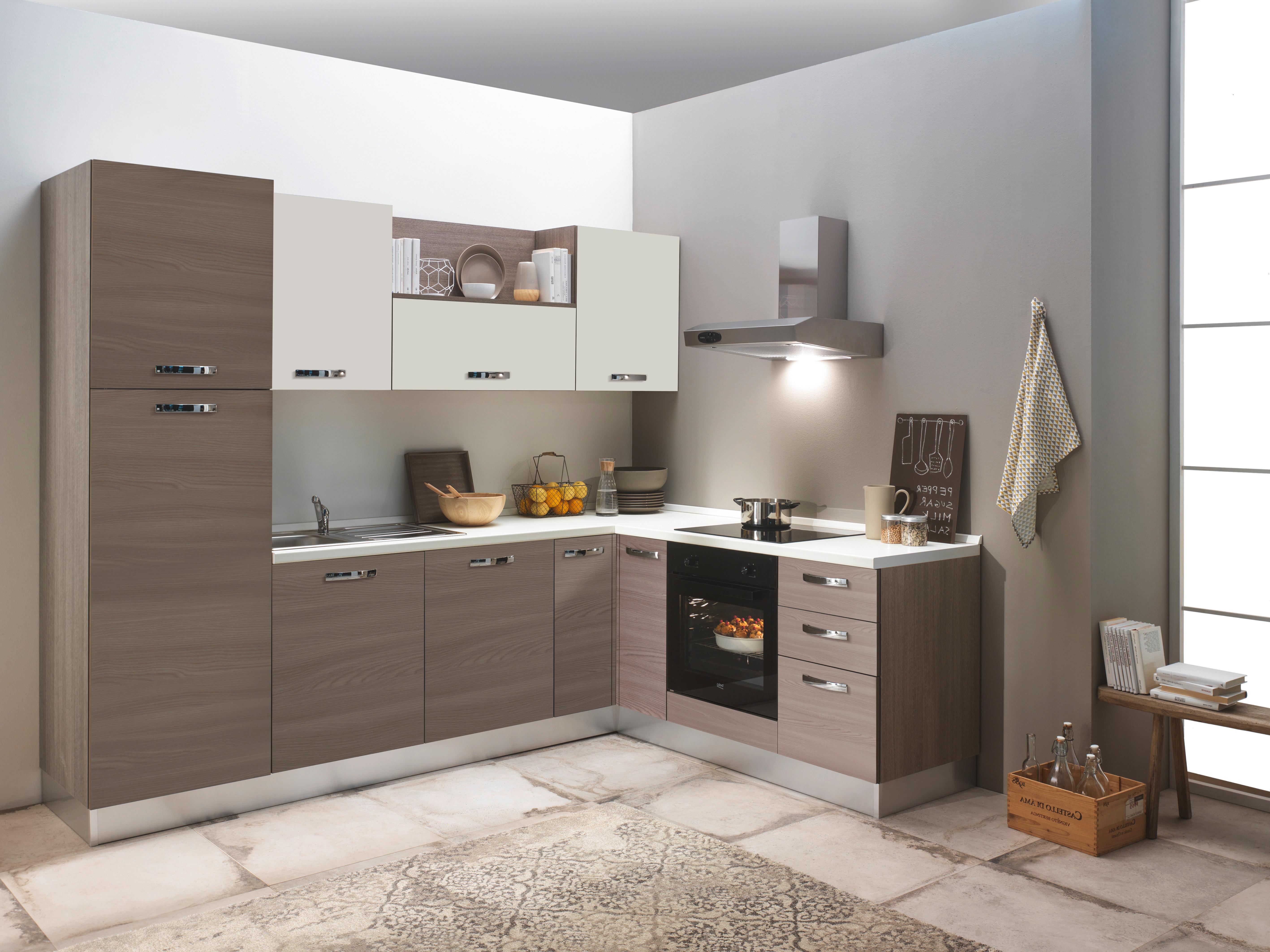 Eckküche Sofia Mit Geräten 270x195 Cm Creme/ulmefarben - Ulmefarben/Edelstahlfarben, LIFESTYLE, Holzwerkstoff/Kunststoff (270/195cm) - MID.YOU