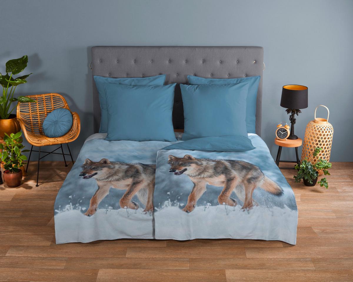 Bettwäsche 140x200 Cm Schneewolf Naturfasesr Grau - Grau, Basics, Textil (140/200cm)