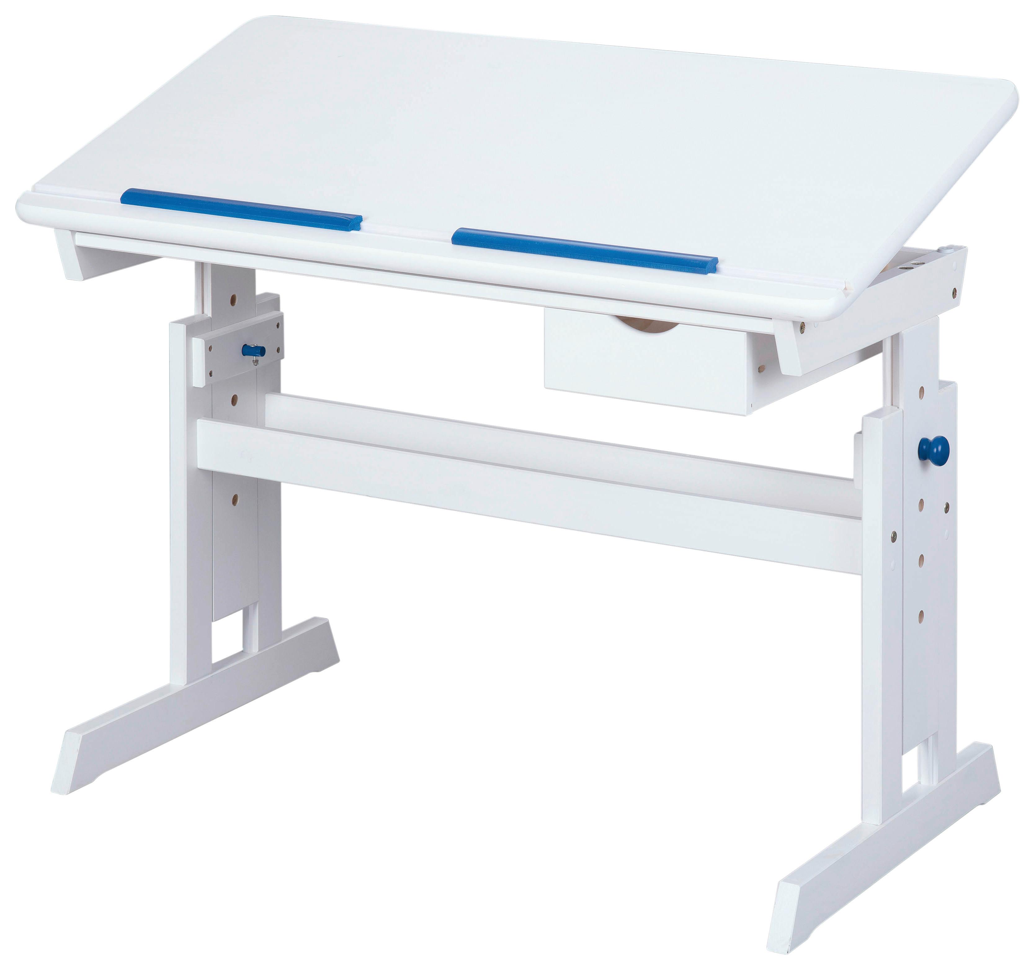 Jugendschreibtisch mit Lade B 109 cm H 63-96cm Baru, Weiß - Blau/Rosa, Basics, Holz/Holzwerkstoff (109/55/63-96cm) - MID.YOU