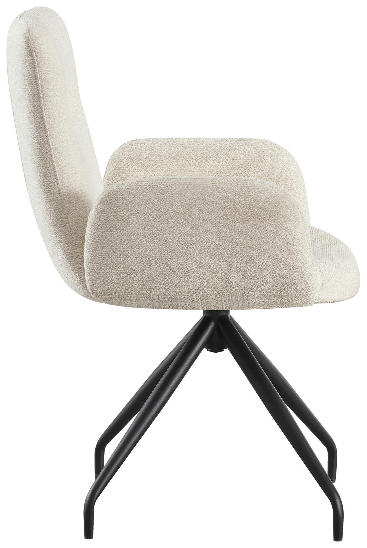 Armlehnstuhl Sigrun Webstoff Beige 360° drehbar - Beige/Schwarz, MODERN, Textil/Metall (57/89/62cm) - MID.YOU