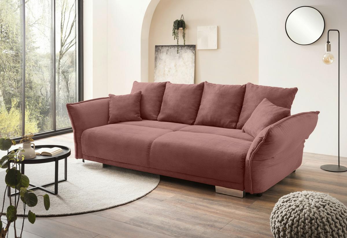 Bigsofa Pera, Koralle B: 242 cm - Chromfarben/Koralle, MODERN, Textil (242/71/90/131cm) - Livetastic