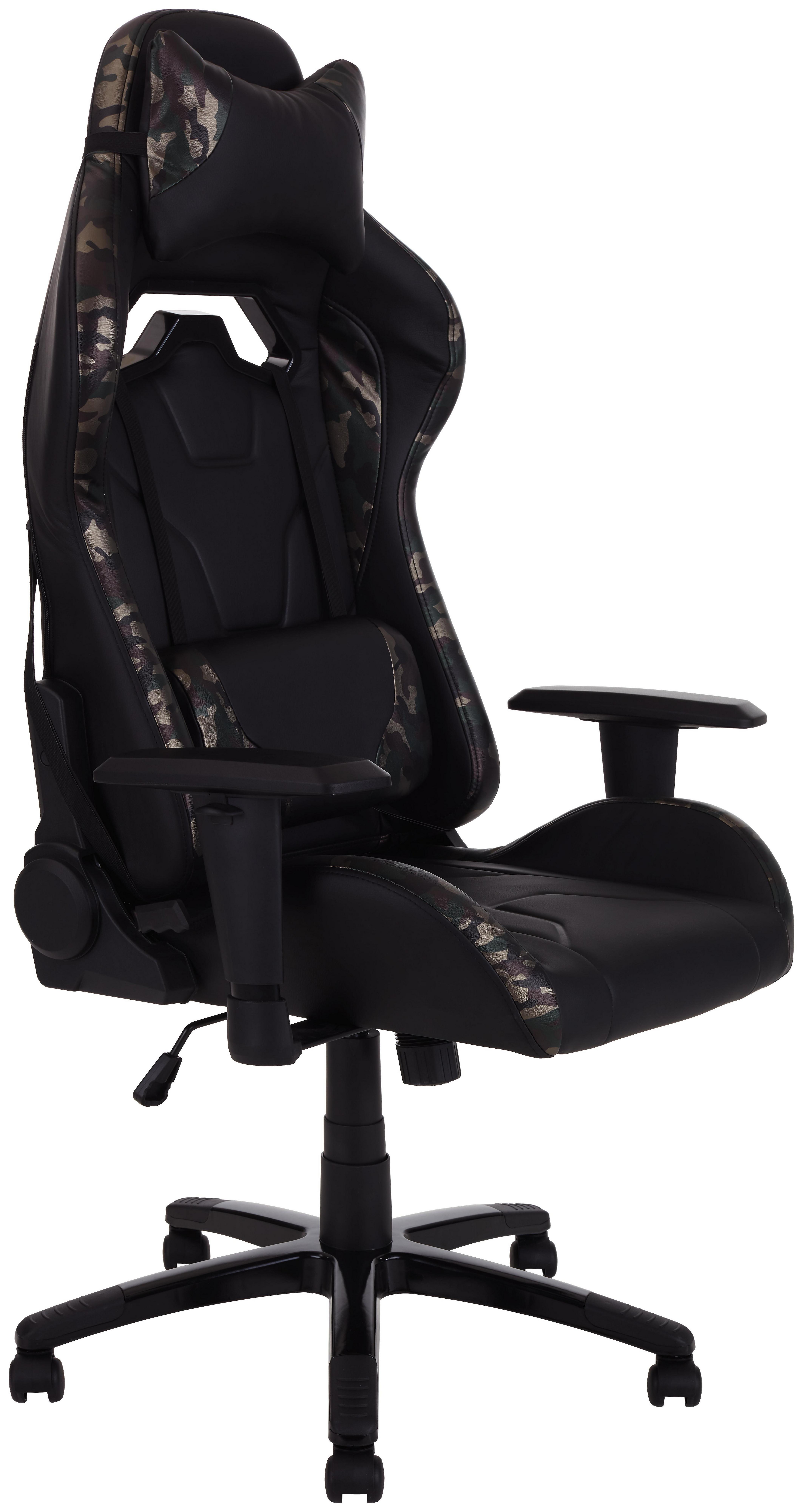 Gamingstuhl Racer Military B: 69,6 cm - Schwarz/Grün, MODERN, Kunststoff/Textil (68/124-134/60cm)
