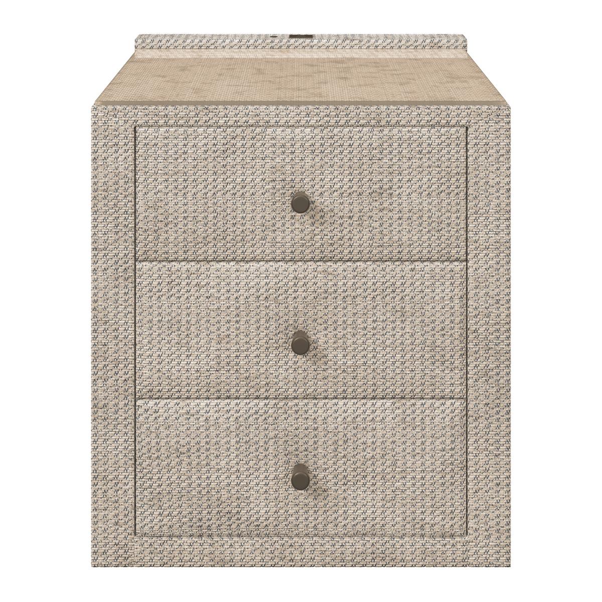 Nachtkästchen Brisbane I inkl. USB Anschluss B: 49,5cm - Beige, Trend, Glas/Holzwerkstoff (49,5/56,5/46cm) - Sembella