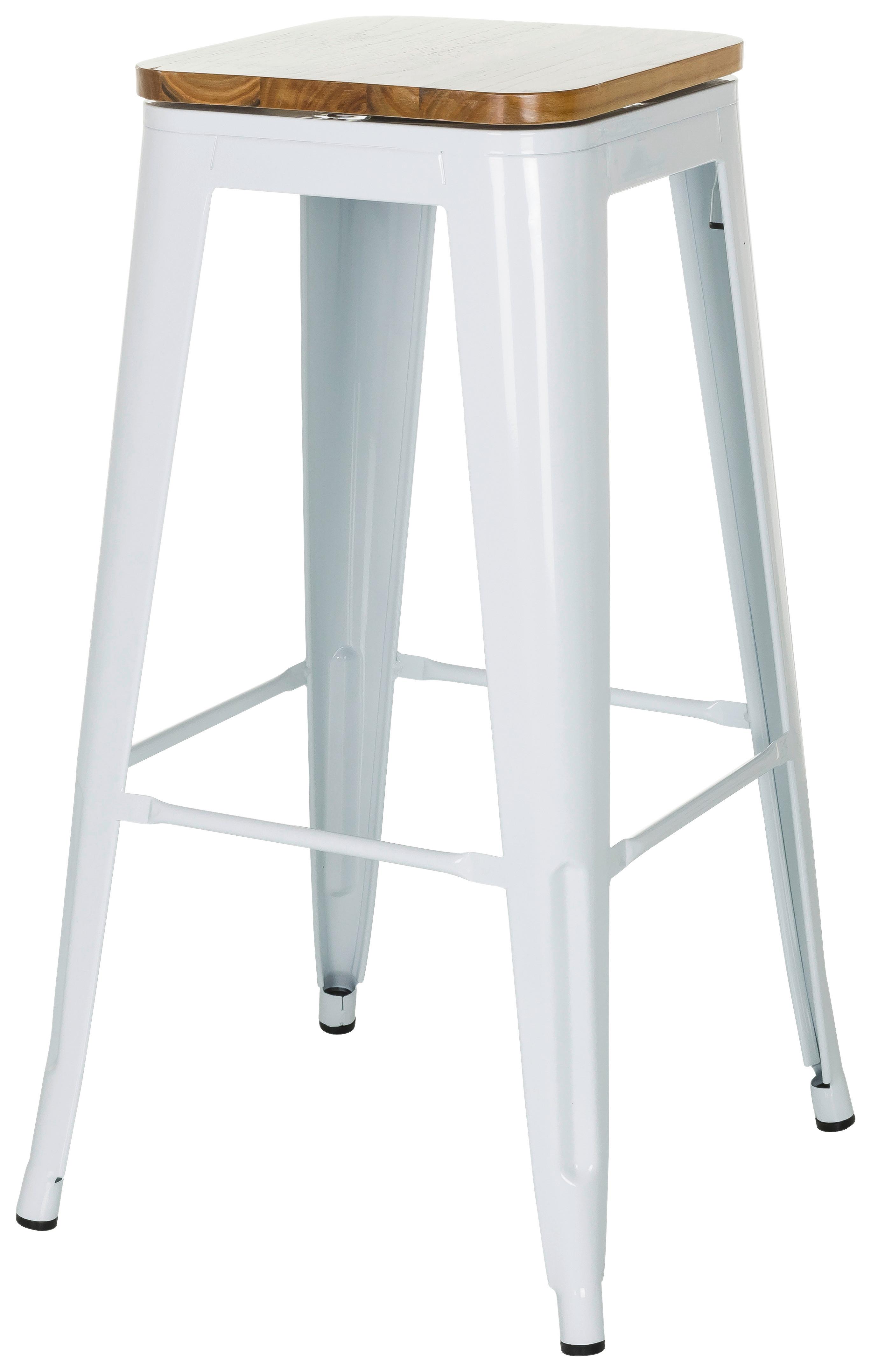 Barhocker Vantaggio High Weiß B: 44 cm - Weiß, MODERN, Holz/Metall (44/77/44cm) - MID.YOU