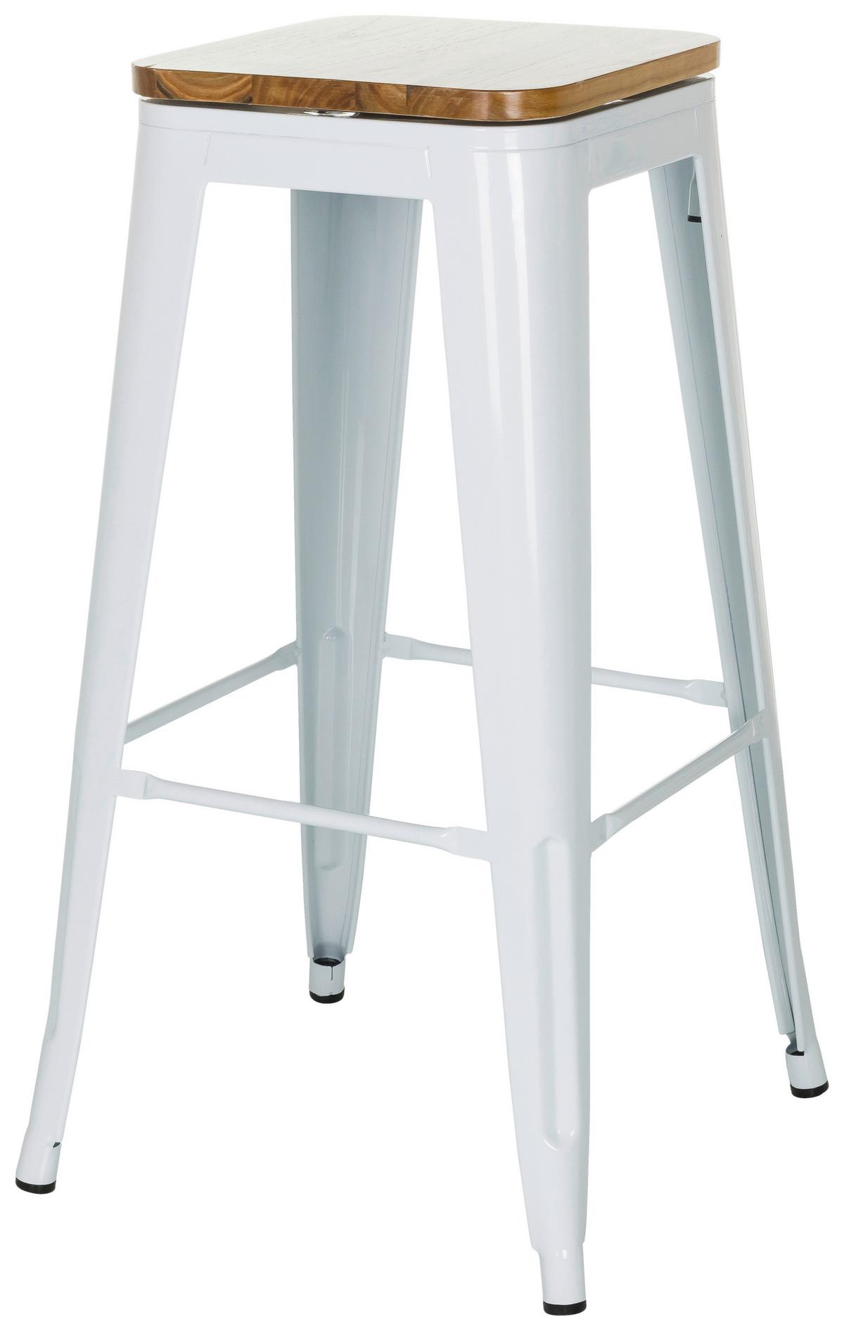 Barhocker Vantaggio High Weiß B: 44 Cm - Weiß, MODERN, Holz/Metall (44/77/44cm) - MID.YOU