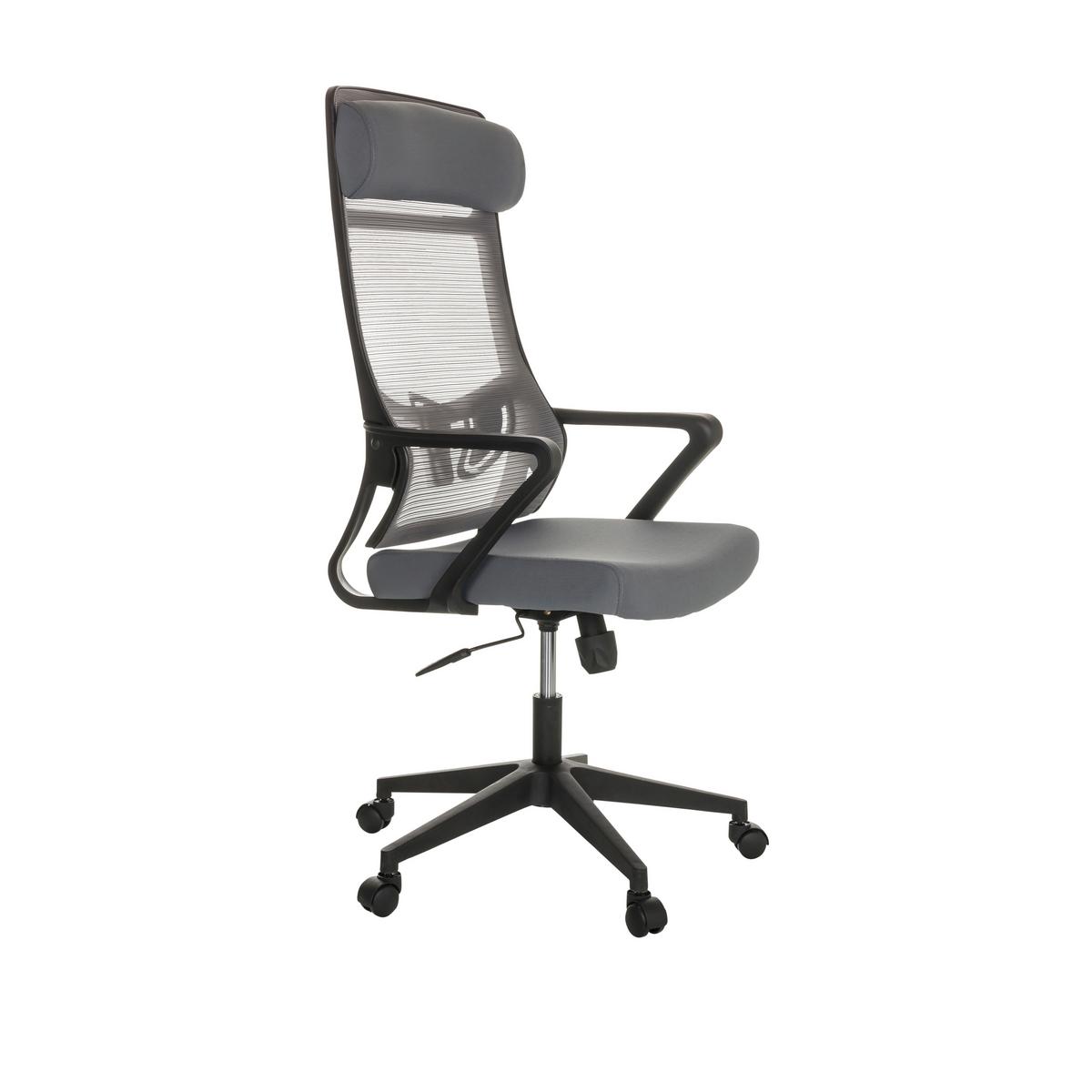 Drehstuhl Nekeo - Schwarz/Grau, Basics, Kunststoff/Textil (69/122-132/69cm) - MID.YOU