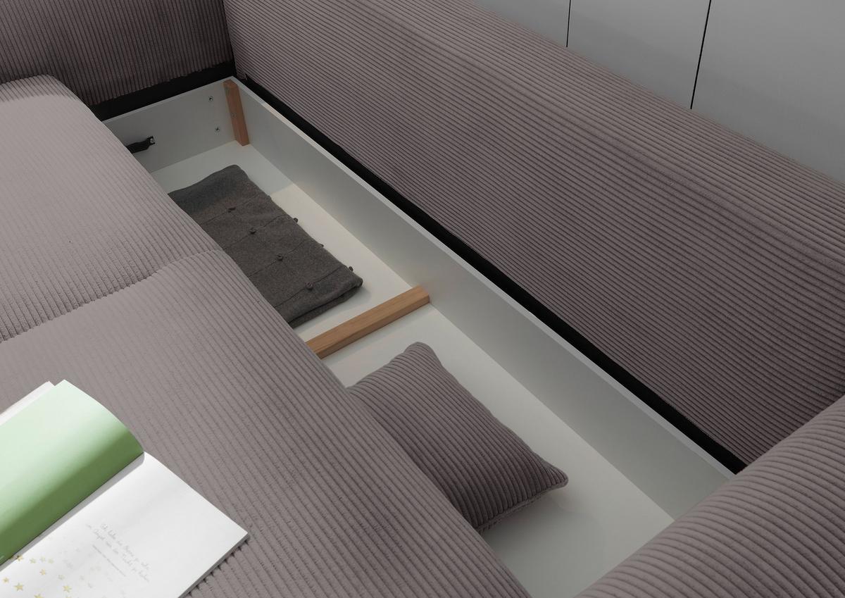 2-Sitzer-Sofa Mit Schlaffunktion Maureen B:250cm - Dunkelgrau/Schwarz, KONVENTIONELL, Textil (250/95/125cm) - MID.YOU