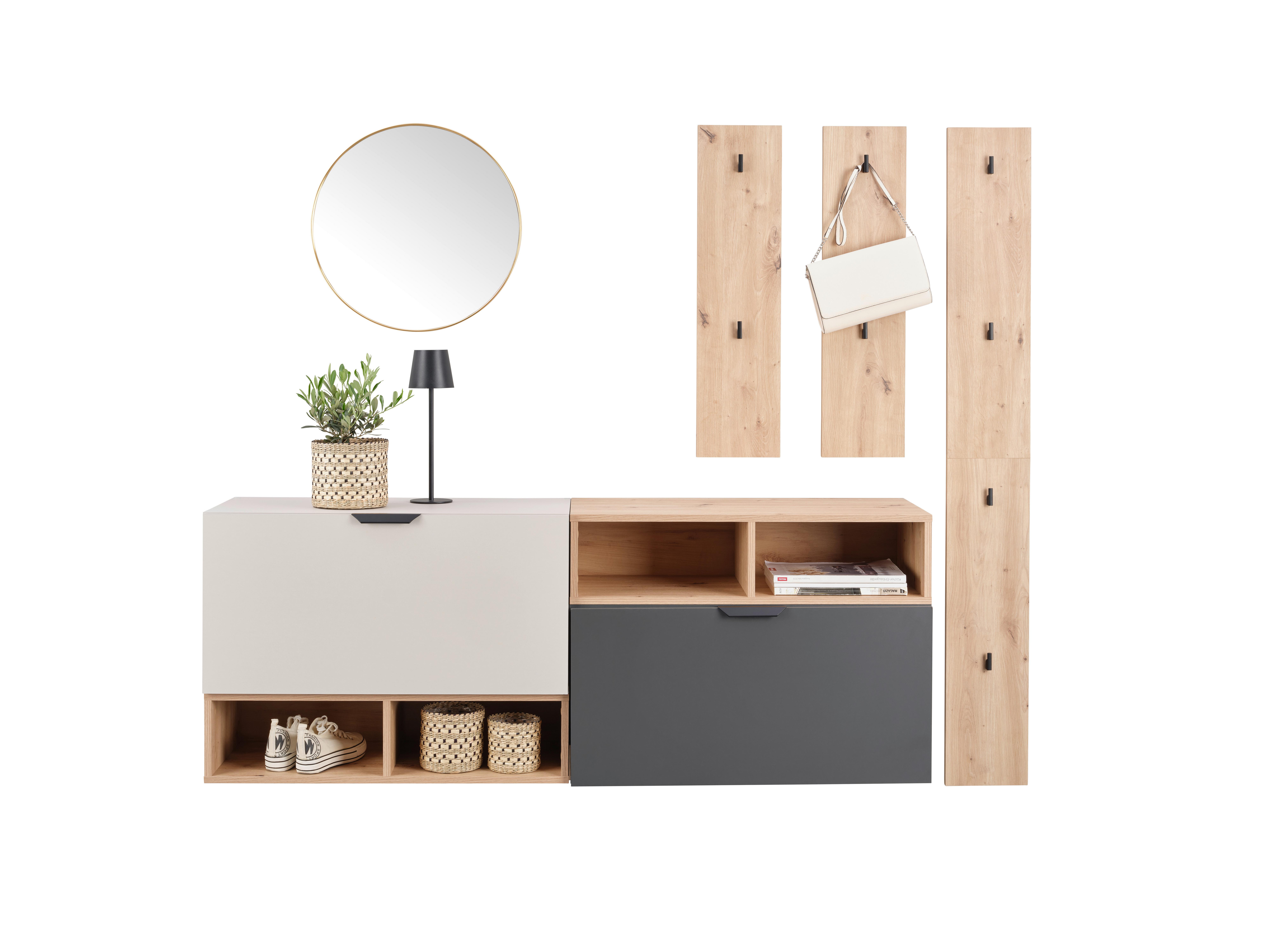 Garderobe Ciao Kaschmir Eiche 3-Teilig - Kaschmir/Eiche Artisan, MODERN, Holzwerkstoff (180/181/37,9cm)