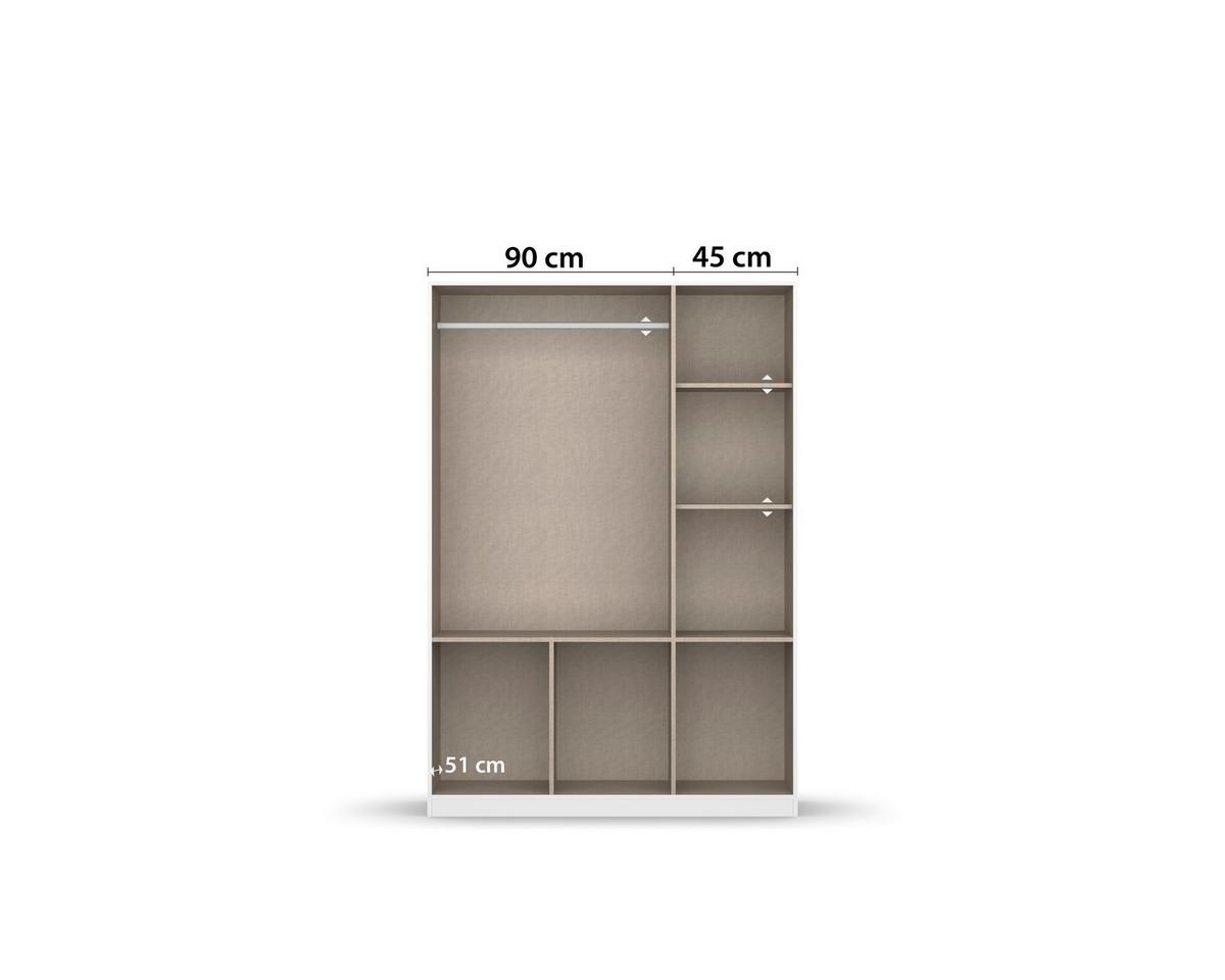 Drehtürenschrank 136 cm Berlin Eiche Artisan/Grau - Eiche Artisan/Grau, MODERN, Holzwerkstoff (136/197/54cm) - Rauch Möbel