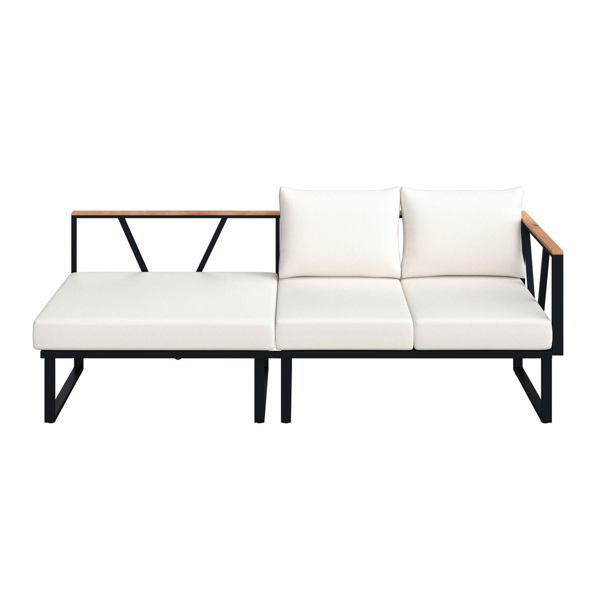 TERASOVÁ SEDACIA SÚPRAVA LORETTA - čierna/farba akácie, Modern, kov/drevo (80/75/80cm) - Bessagi Garden