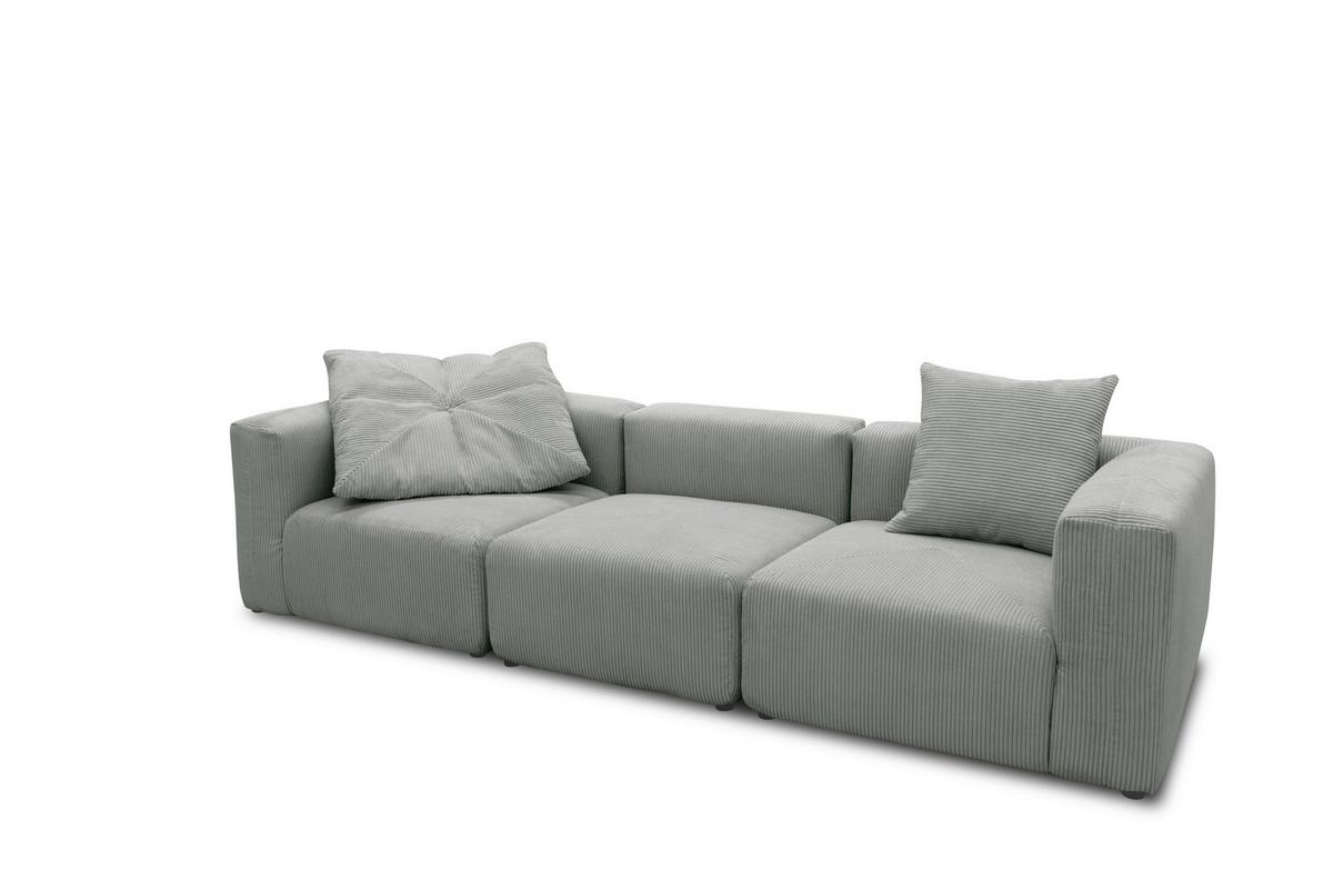 3-sitzer-sofa Hellgrau B: 301 Cm - Hellgrau/Schwarz, Design, Textil (301/69/108cm) - MID.YOU
