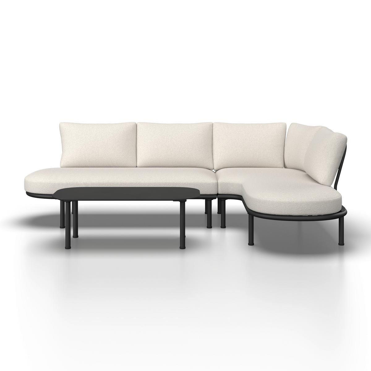 TERASOVÁ SEDACÍ SOUPRAVA CHARLOTTA - černá/krémová, Moderní, kov/textil (242,5/78/75,5cm) - Bessagi Garden