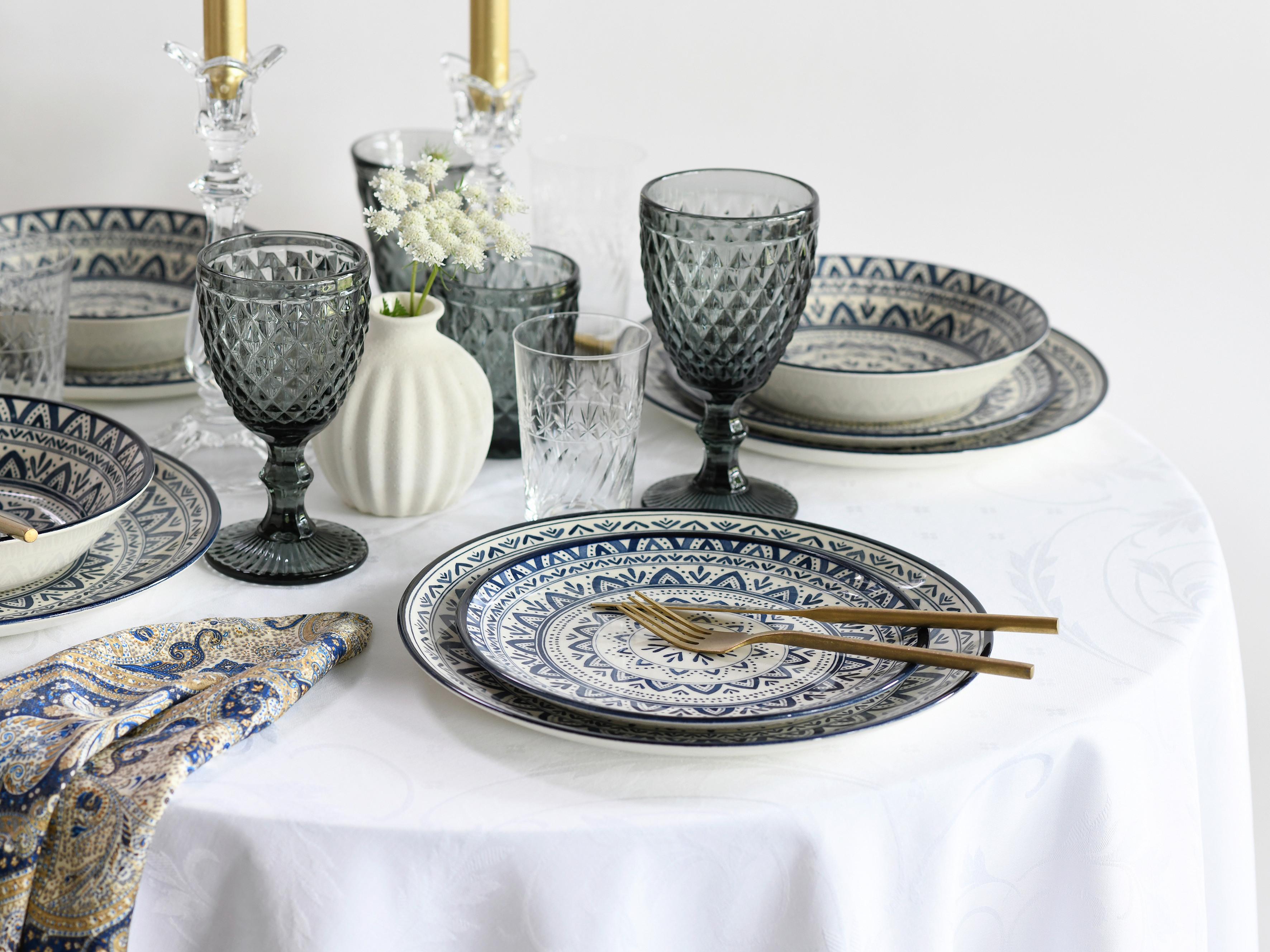 Tafelservice Mexico Blau Blau, Multicolor, Weiß 18--Teilig - Blau/Multicolor, Basics, Keramik - Creatable