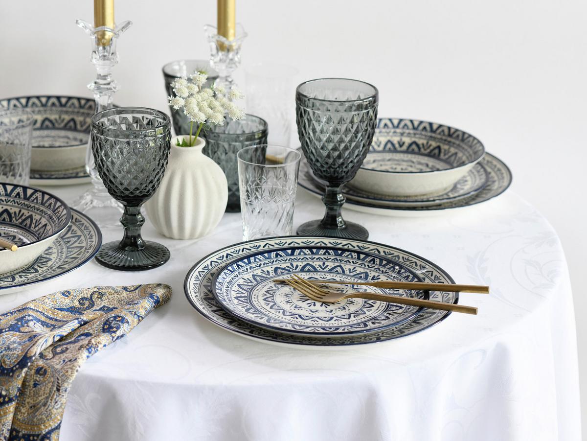 Tafelservice Mexico Blau Blau, Multicolor, Weiß 18--Teilig - Blau/Multicolor, Basics, Keramik - Creatable