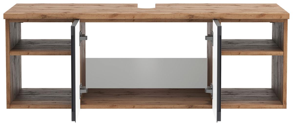 Hängender Waschbecken- Unterschrank Arosa B: 120 Cm - Eiche Wotan/Grau, MODERN, Holzwerkstoff (120/41/47cm) - Held