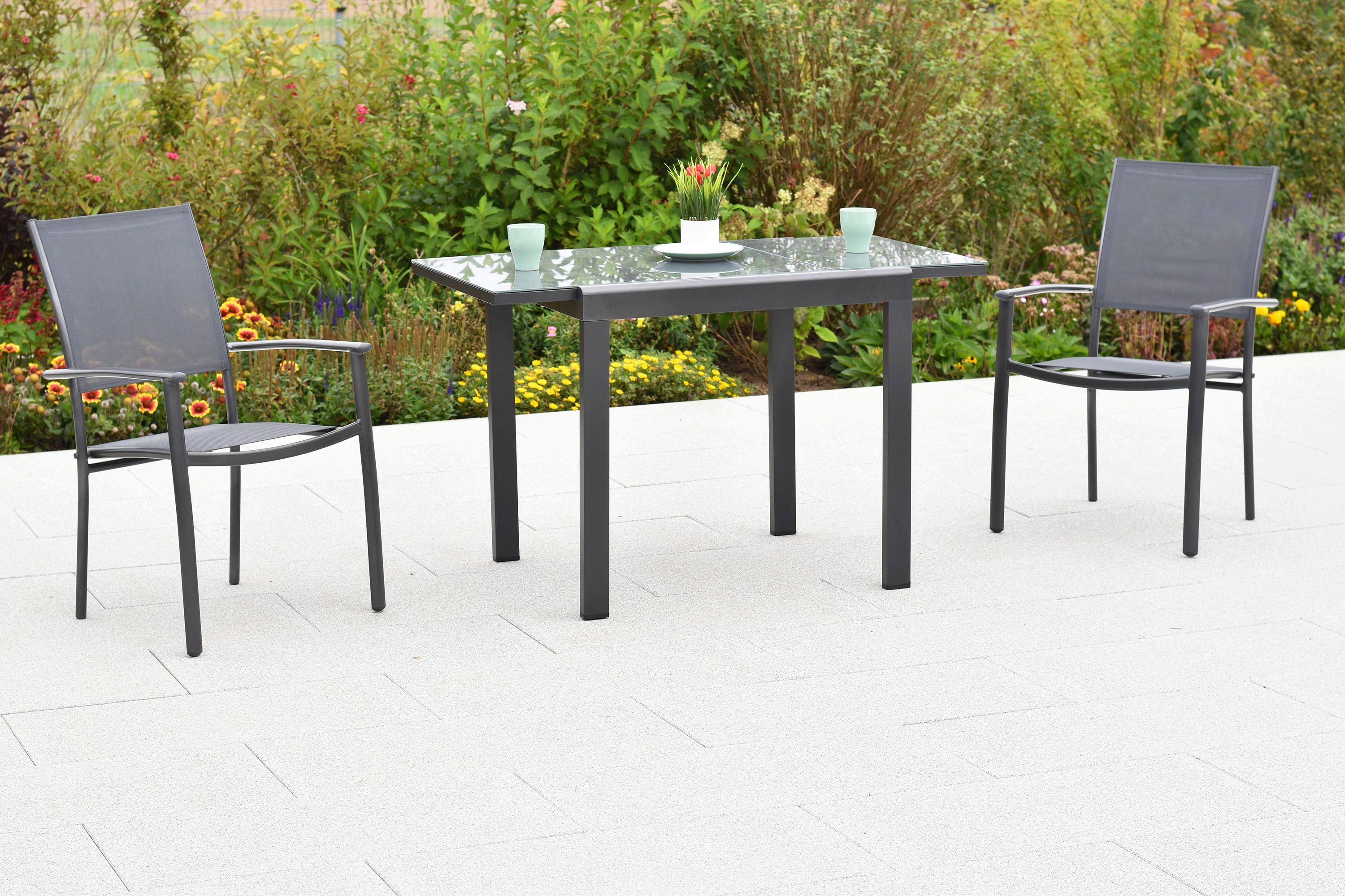 Gartenset Milano - Graphitfarben/Grau, MODERN, Textil/Metall - Gardenson