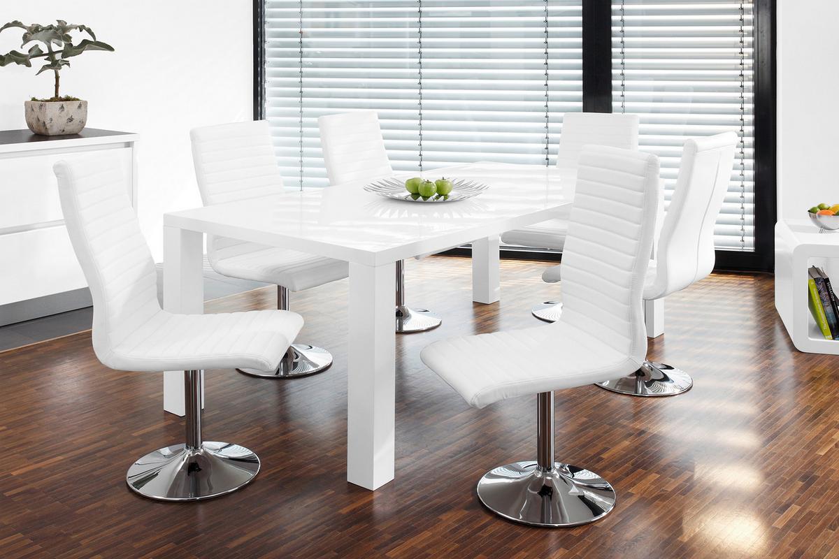 Esstisch Weiß B: 180 cm - Weiß Hochglanz, MODERN, Holzwerkstoff (180/90/76cm) - Livetastic