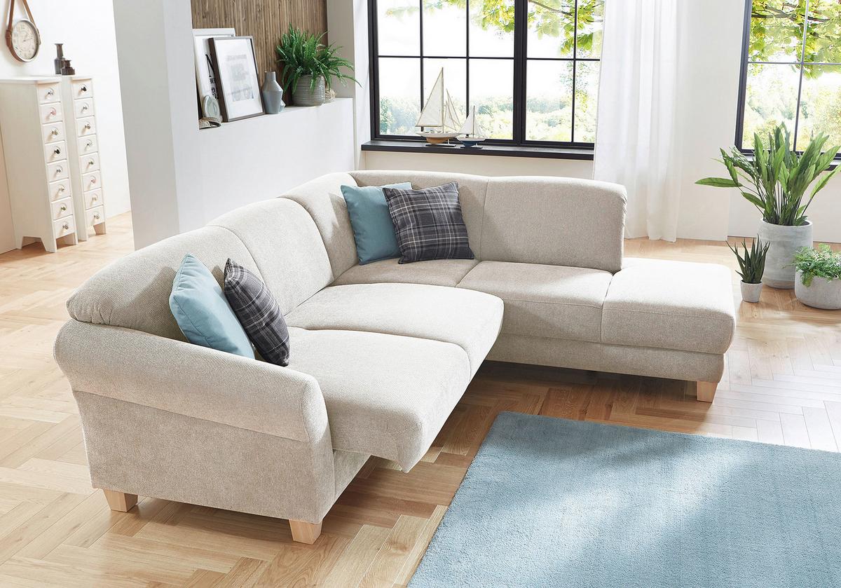 Ecksofa Gotland creme mit Bettkasten 257x212 cm - Creme/Naturfarben, KONVENTIONELL, Textil (257/212cm) - Sit & More
