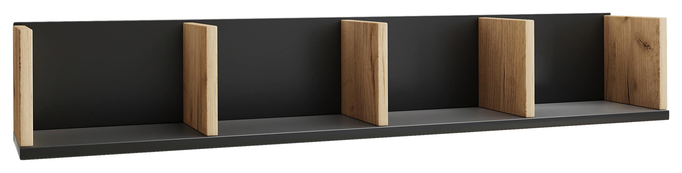 Wandregal Honsa Anthrazit/Eiche Dekor B: 97cm - Honigeiche/Anthrazit, Design, Holzwerkstoff (97/17/17cm) - MID.YOU