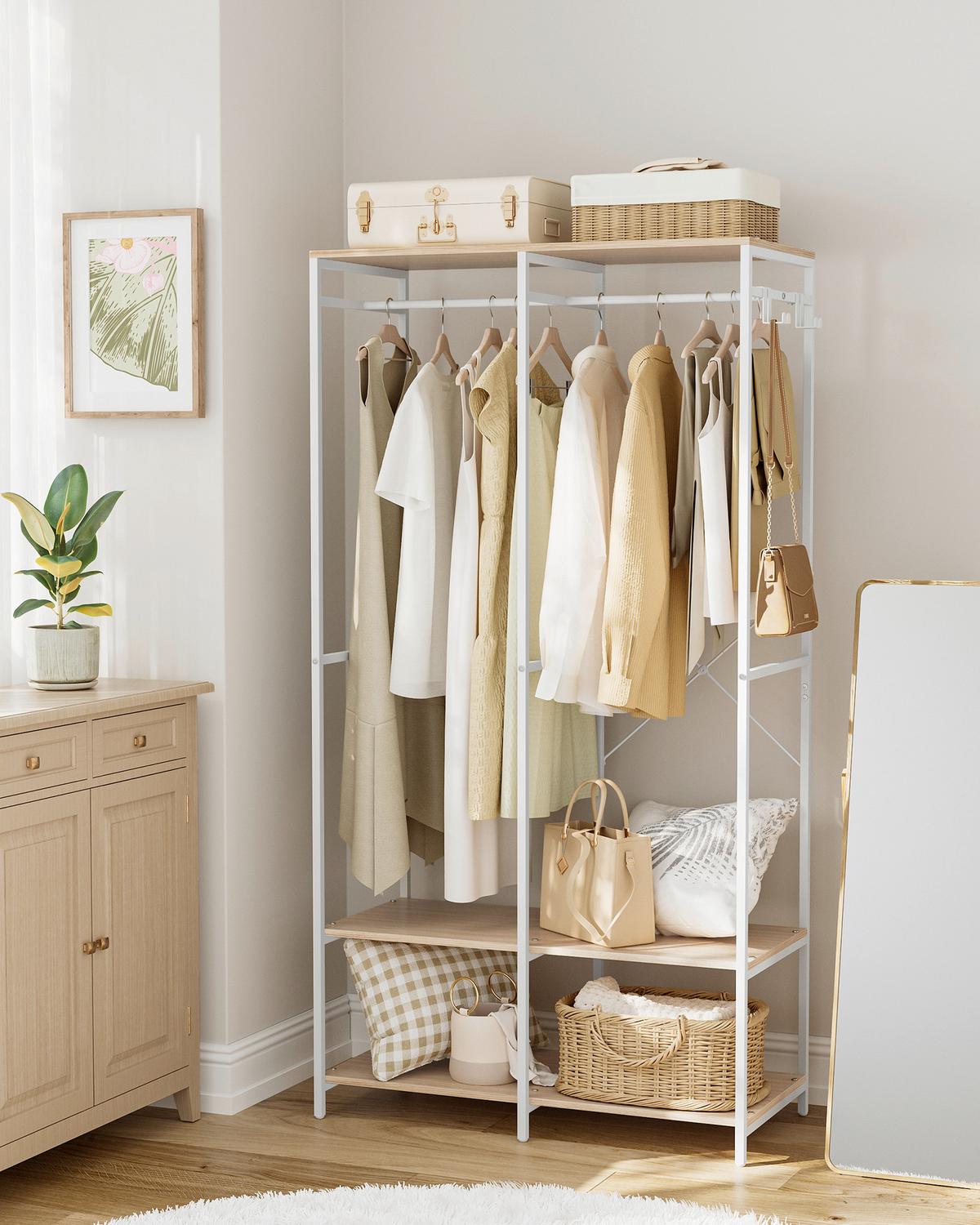 Kleiderschrank Weiß, Eiche Bianco D. B:94,5cm - Eiche Bianco/Weiß, Basics, Holzwerkstoff/Metall (94,5/180/40cm)