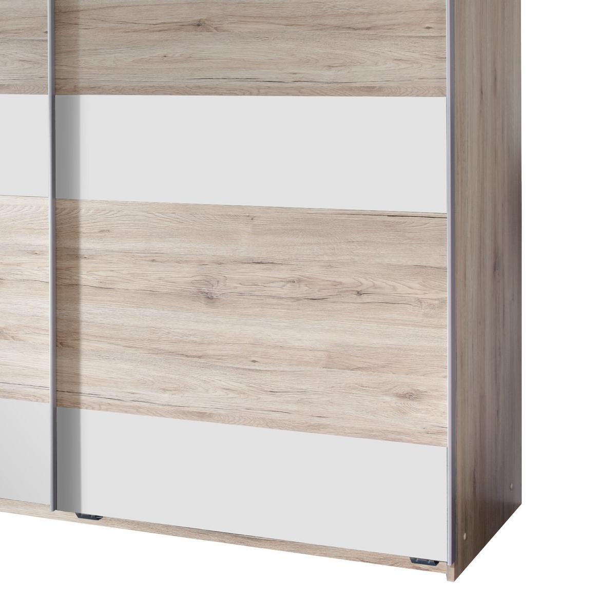 Schwebetürenschrank 135cm Chess, Eiche Dekor/Weiß - Eichefarben/Weiß, Design, Holzwerkstoff (135/198/64cm) - MID.YOU