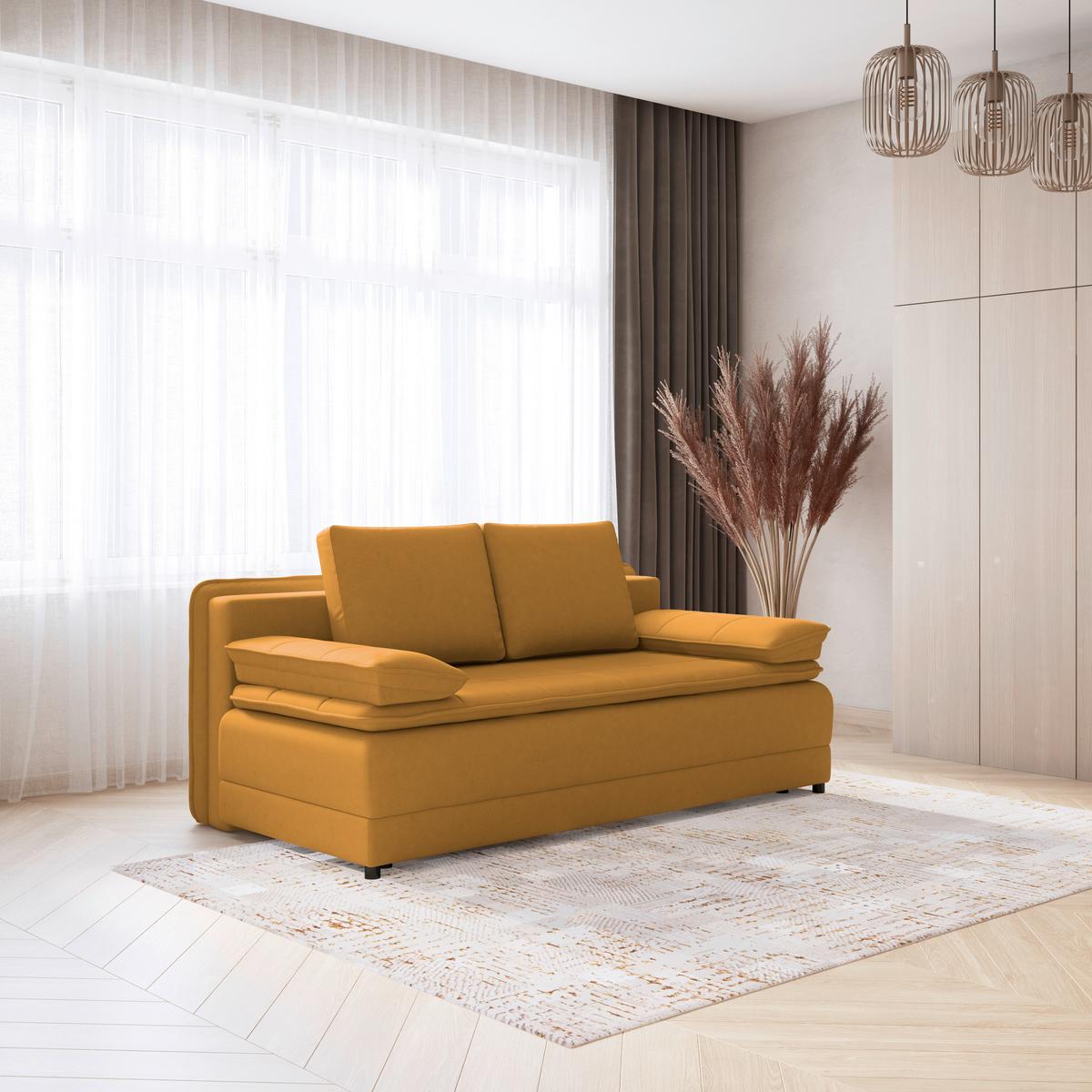 Pohovka s funkciou žltá farba - čierna/žltá, Modern, textil/plast (202/73-92/105cm) - Luca Bessoni