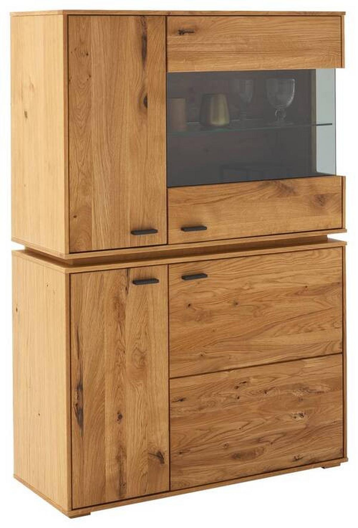 Highboard teilmassiv B: 93 cm Como Wildeiche - Wildeiche, Natur, Glas/Holz (93/137/38cm) - MID.YOU