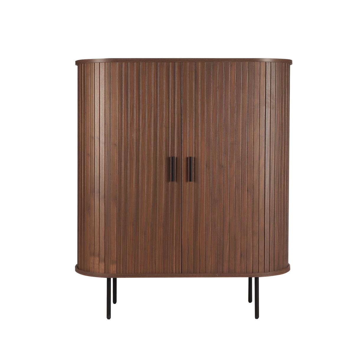 Kommode Walnussfarben, B: 100cm - Walnussfarben/Schwarz, Design, Holzwerkstoff (100/118/40cm) - Livetastic