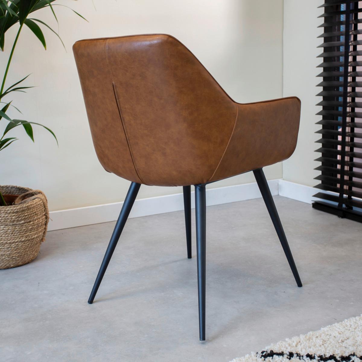 Stuhl-Set Cose - Cognac/Schwarz, KONVENTIONELL, Textil/Metall (62/83/60cm) - MID.YOU