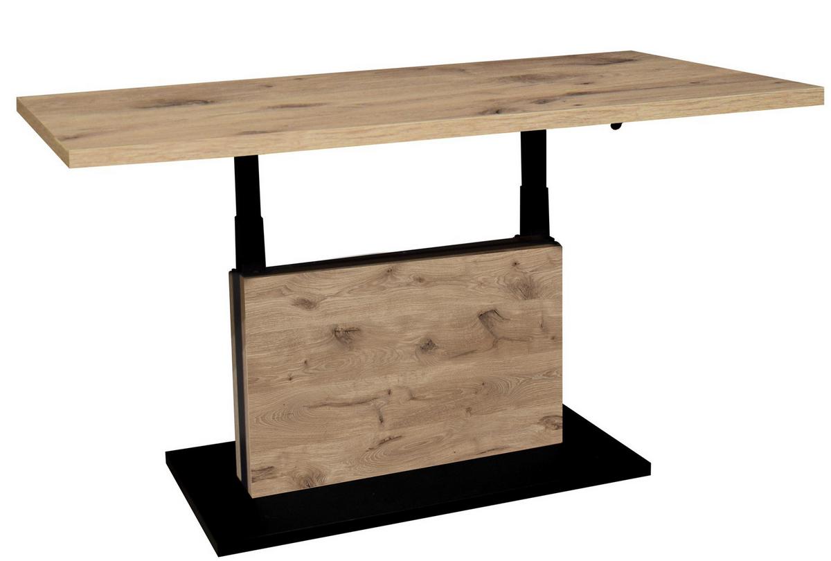 Couchtisch Lift Eiche Artisan/Schwarz B: 120cm - Eichefarben/Schwarz, Design, Holzwerkstoff/Metall (120/55-69/70cm) - MID.YOU