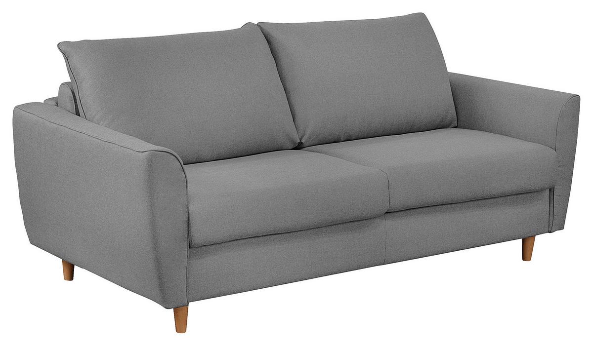 Schlafsofa Winter Dunkelgrau B: 195 cm - Dunkelgrau/Buchefarben, Design, Textil (195/90/102cm) - Livetastic