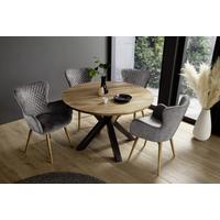 Armlehnstuhl Sarander Grau/Eichenfarben Gepolstert - Eichefarben/Grau, Natur, Holz/Textil (62/87/65cm) - MID.YOU