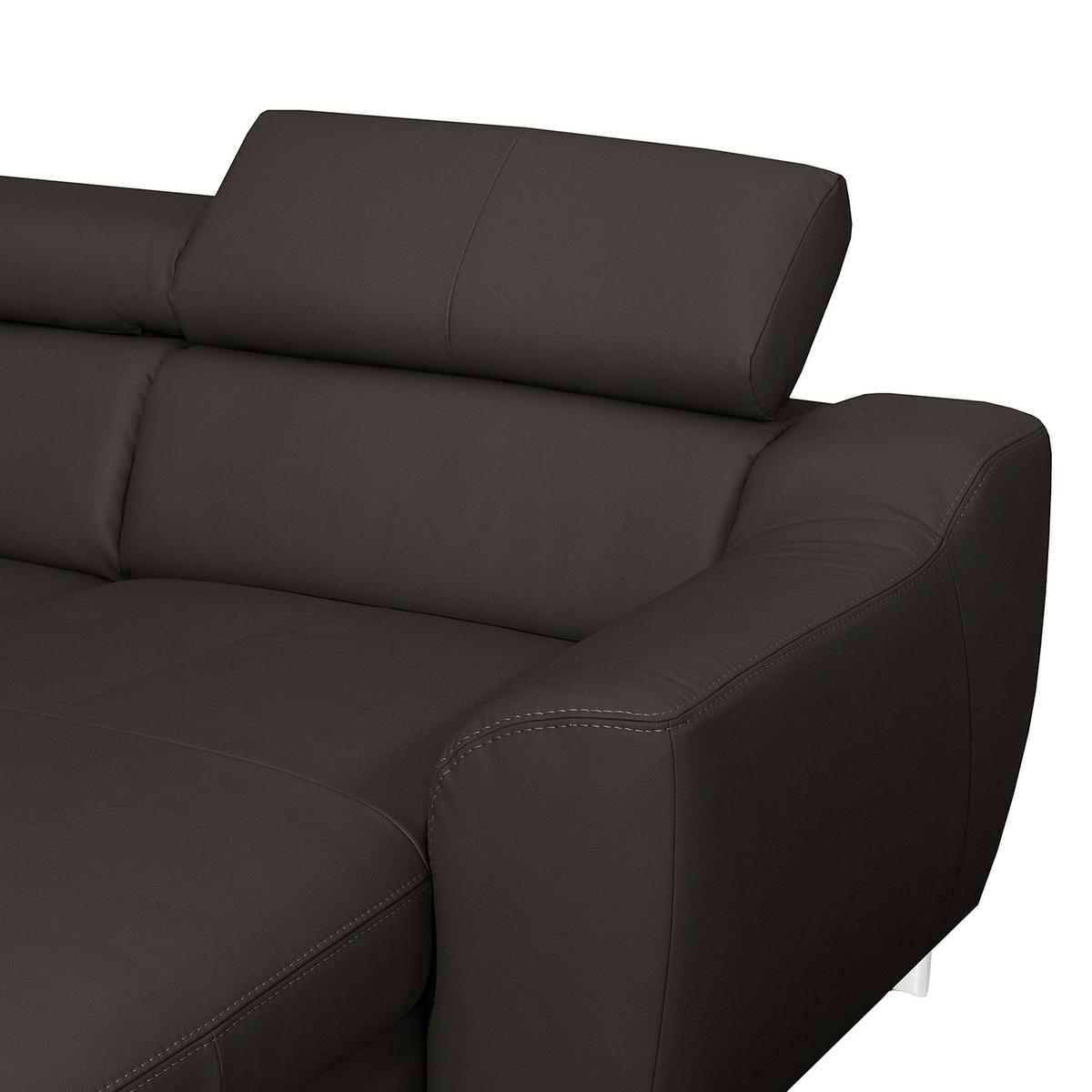 Ecksofa Aspen Dunkelbraun S: 176 Cm - Chromfarben/Dunkelbraun, Design, Leder/Textil (176/242cm) - Livetastic
